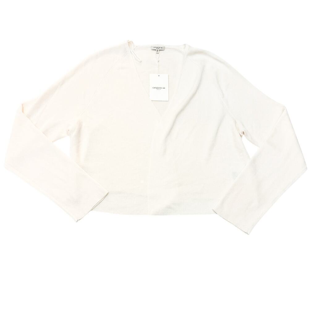 Lafayette 148 Cloud White Cropped Cardigan Sweater WWBM5R-KV52 NWT $598 Size 1X